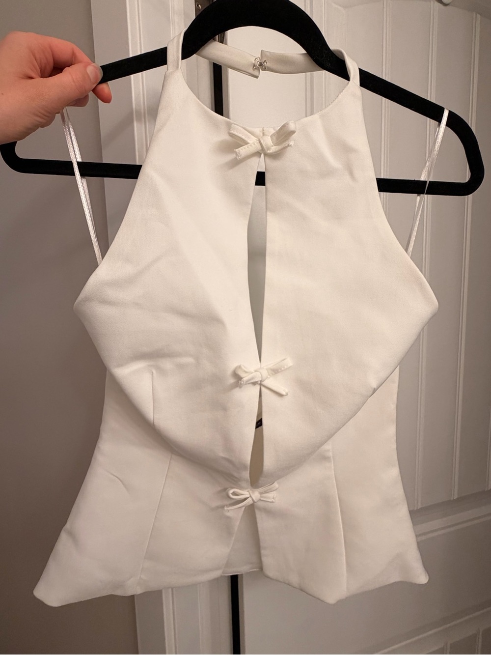 Zara White Halter Tie-Front Women's Top